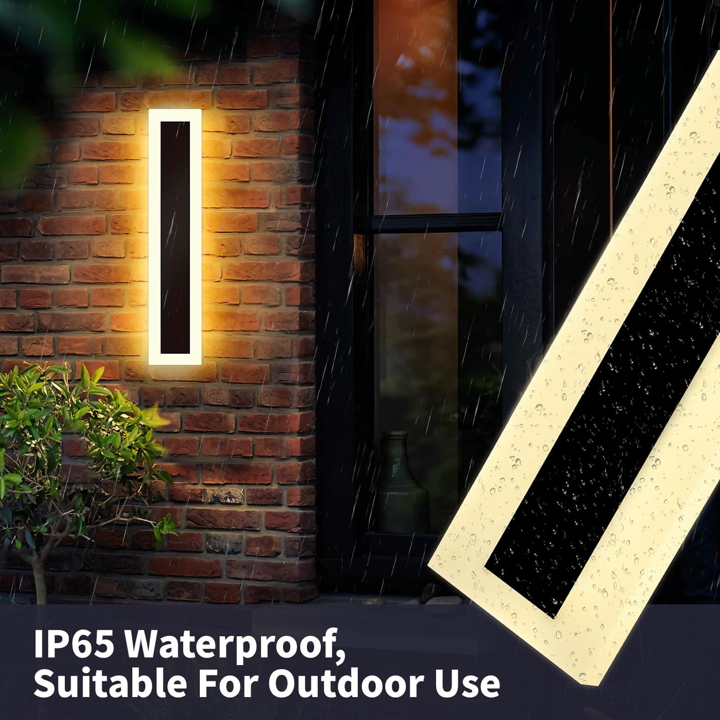 YuayiJubil Modern Outdoor Wall Light 2 pack-23.64inch, 3000K Long Wall Lights for House/Porch, Waterproof IP65 Black Outside Led Wall Mounted Lighting Fixtures, 23.64in-2pack
