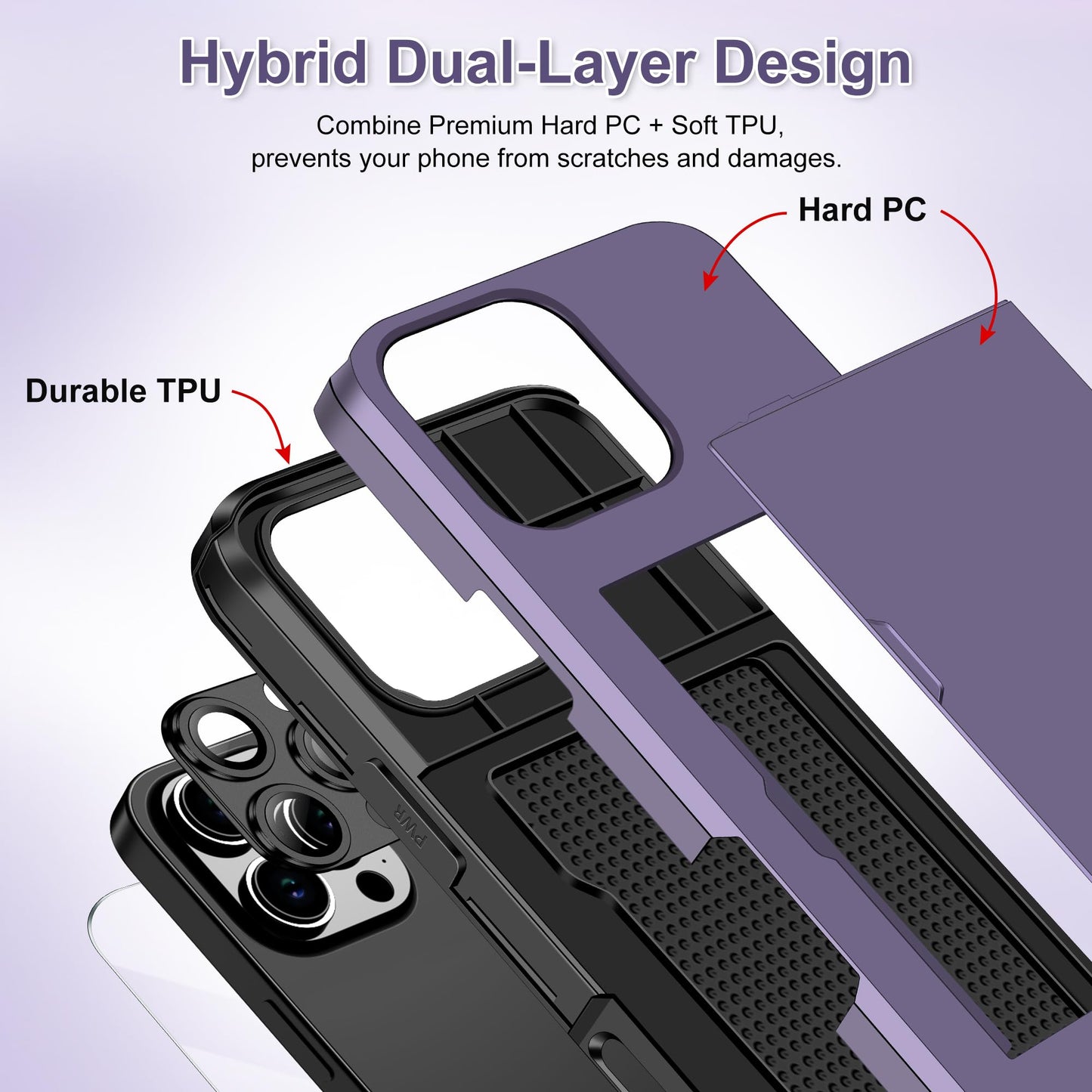 Samonpow For Iphone 16 Pro Case Wallet With Card Holder + 2 Screen Protector + 1 Camera Cover Full Body Heavy Duty Protective Du