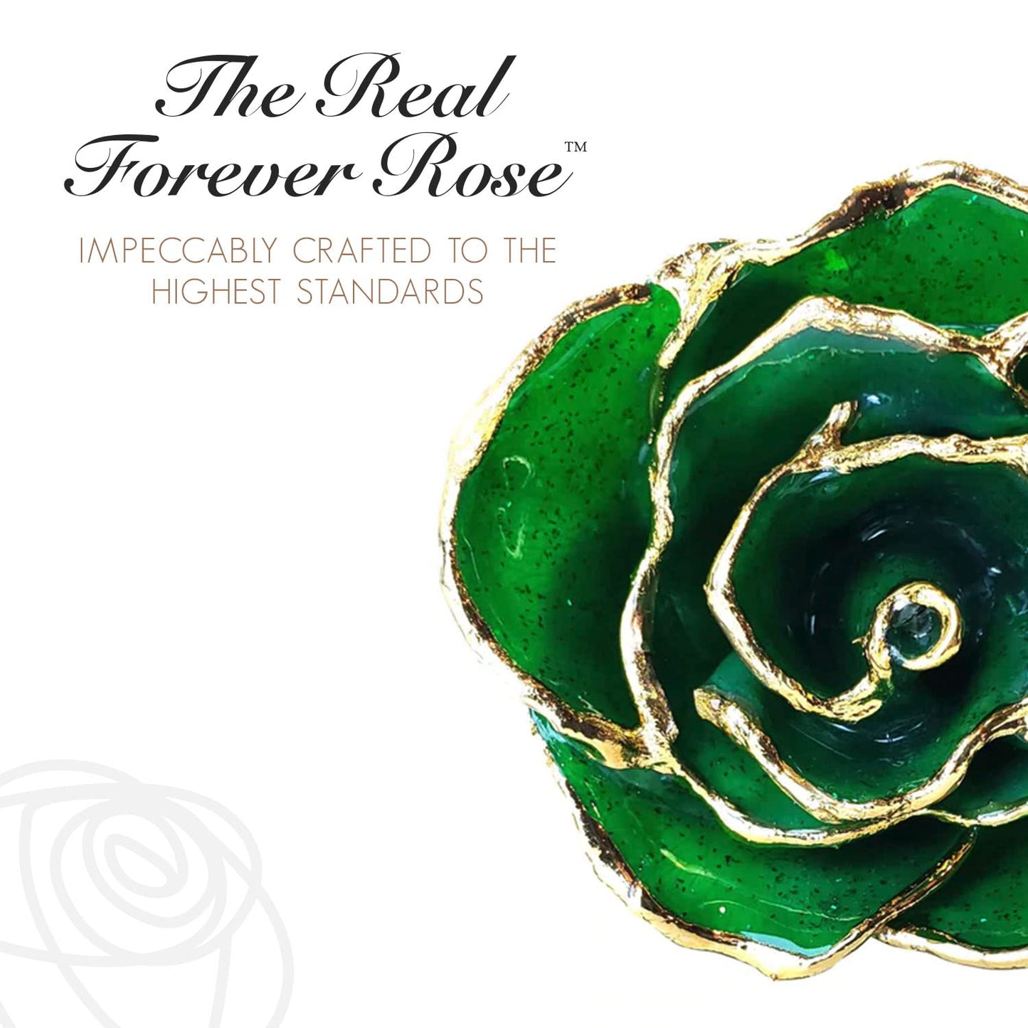 Forever Rose Hand-Dipped in 24K Gold, Emerald-Inspired May Birthstone with Sparkles, Real Rose in Luxury Gold Gift Box – Perfect Ready to Gift for May Birthday or Any Occasion