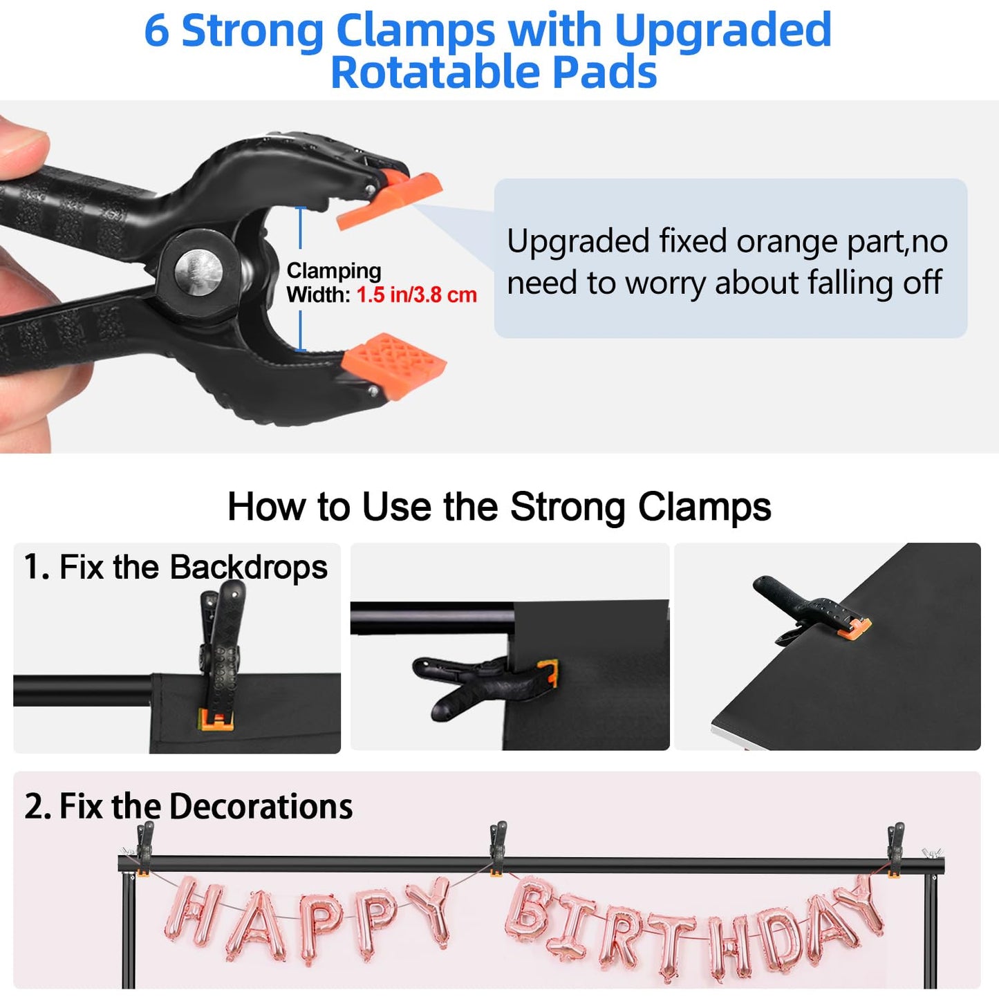 Hemmotop Photo Backdrop Stand, 10x7 ft Background Stand for Photoshoot, Adjustable Backdrops Support kit with Carry Bag for Parties, Photography, Projector Screen, Wedding, Decoration, Balloons
