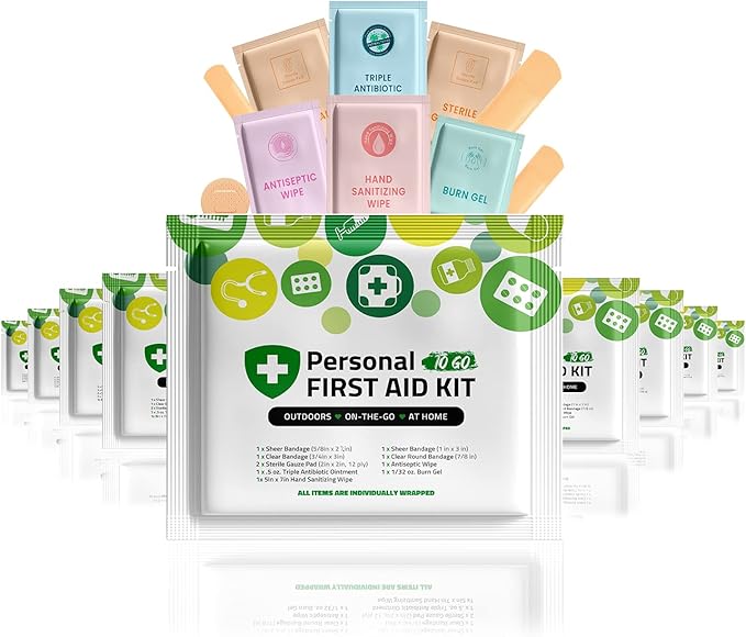 Portable Travel Size First Aid Kit - 10 Pack | Perfect for Home, Office, Car, School, Business, Travel, Hiking, Hunting, a...