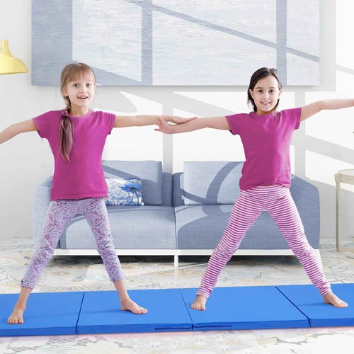 Gymnastics Mat 3'x6'x2'' Exercise Mats for Home Workout Gym Mat with Carrying Handles for Home Aerobics Yoga, MMA, Stretching, Core Workouts