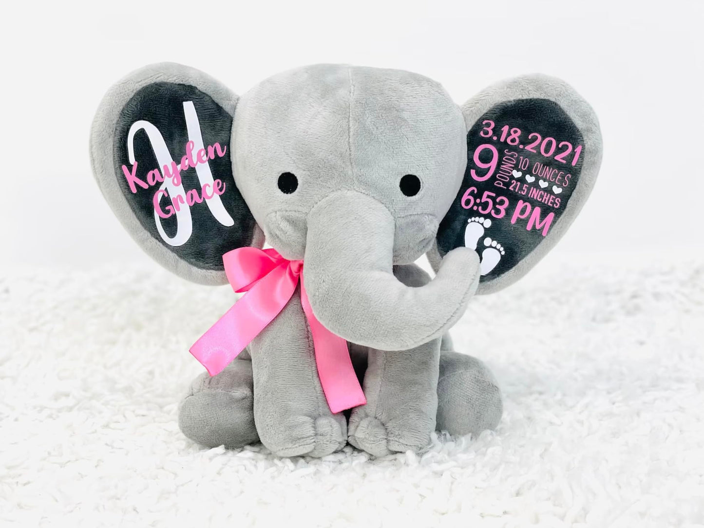 Up2ournecksinfabric, Personalized Keepsake, Stuffed Animal, Newborn, Birth Announcement Stuffed Animal,