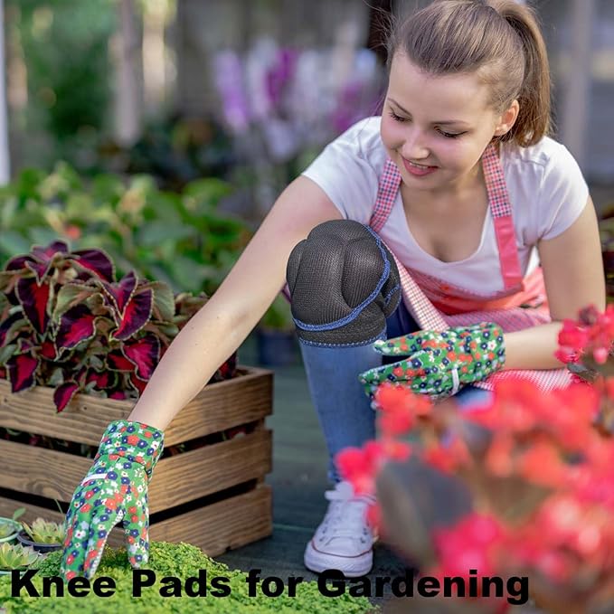 Garden Knee Pads for Men Women, Soft Knee Pad for House Cleaning Work, Comfortable Kneepads for Cleaning Floors Planting Flowers, Adjustable Knee Pads Gifts for Carpenters Painters Cleaners for Christmas, Blue M (1 pair)