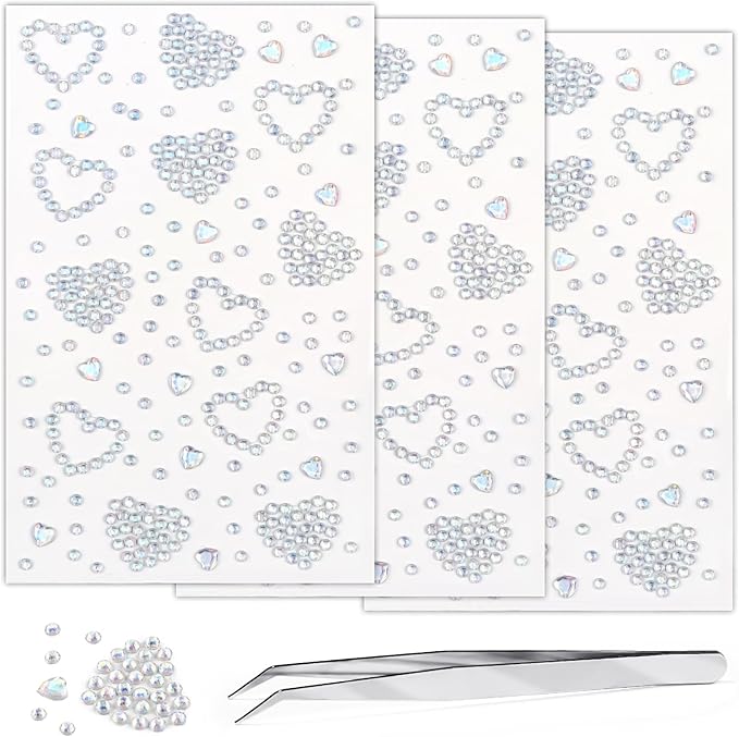 Self Adhesive Face Gems Stickers, Face Eye Jewels Rhinestones Festival Essentials Rave Accessories Rhinestone Stickers for...