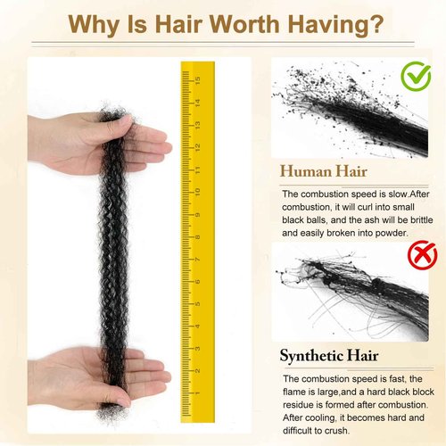 Afro Twist Human Hair 16 Inch Afro Kinkys Bulk Human Hair 40g/Bundle Natural Black Human BraidingHair for Loc Extensions Marley Twist Brainding Hair (16inch,Pack of 2)