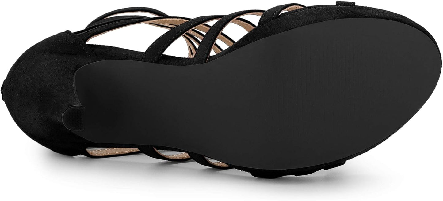 Allegra K Women's Stiletto Platform Heels Strappy Gladiator Heel Sandals