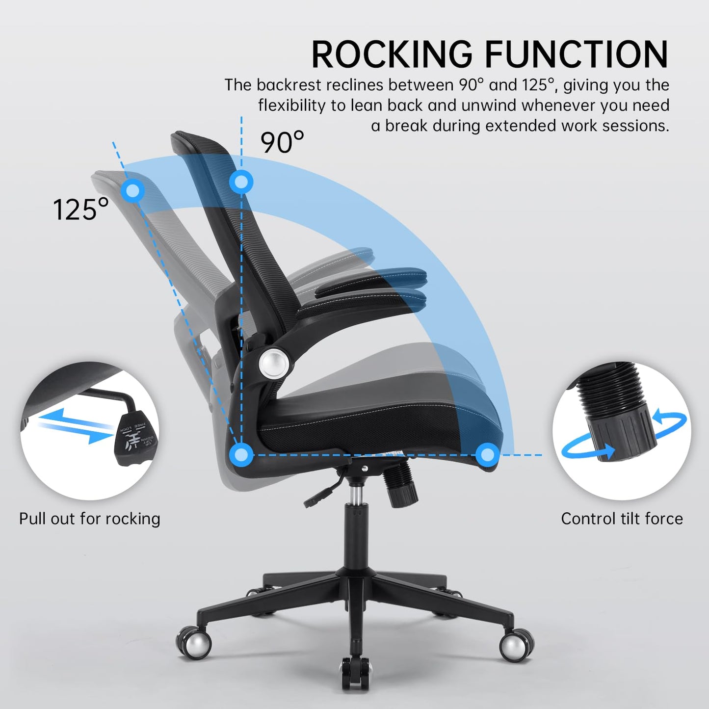 Heromate Office Chair-400lbs, Ergonomic Heavy Duty Office Desk Chair with Adjustable Lumbar Support Breathable Mesh Computer Chair with Flip-Up Armrests, Comfy Home Office Desk Chair for Heavy People