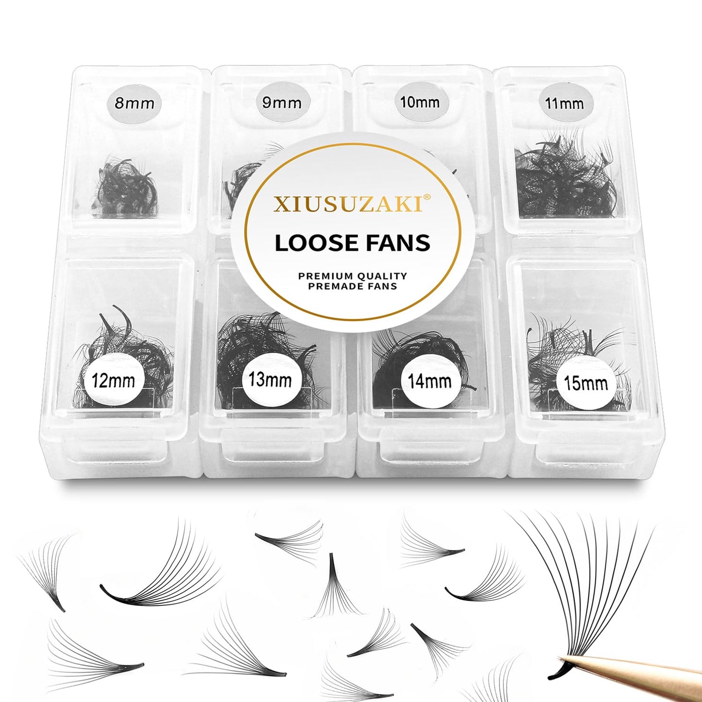 Premade C Curl Eyelash Extensions - 600 Fans, 14D Volume, 8-15mm Fluffy Soft Mix