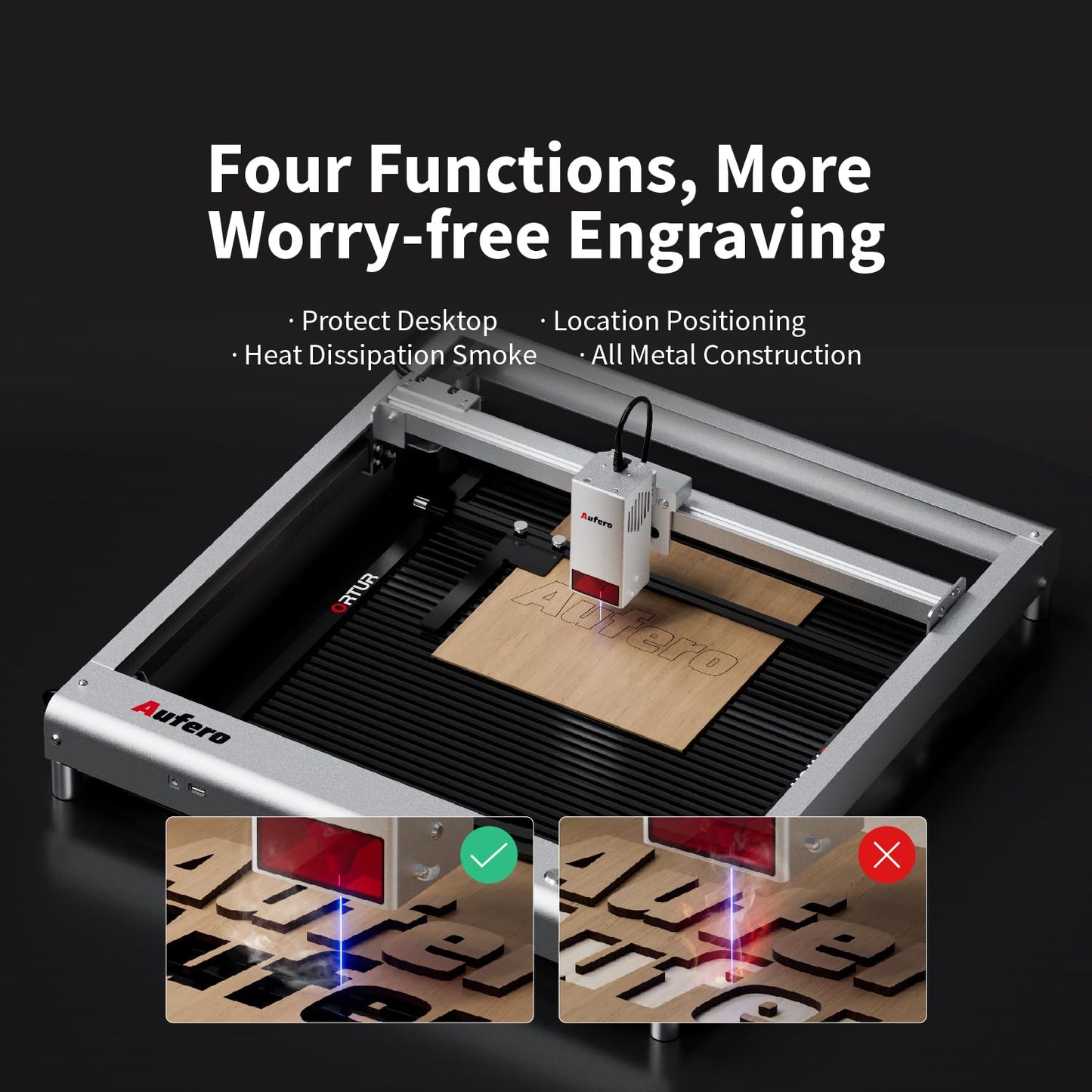 Aufero Laser Engraver 20000mW Laser Cutter Machine with 40L Air Assist Large Working Area Laser Engraver Machine for Wood, Metal, Acrylic,Leather Wood Laser Engraver with APP Control
