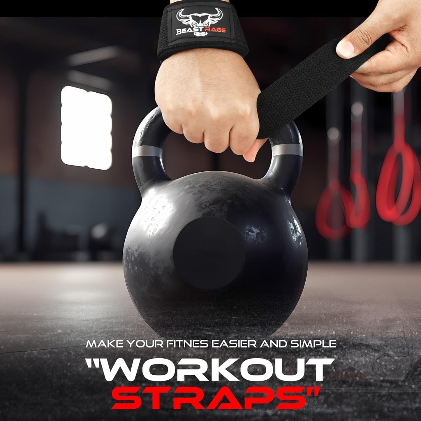 BEAST RAGE Lifting Wrist Straps for Weightlifting, Straps Gym Grip Power Workouts Lifting Straps Padded Cotton Men Women Wrap Lift, Deadlift Bodybuilding Weight Lifting Exercise Straps (Original)