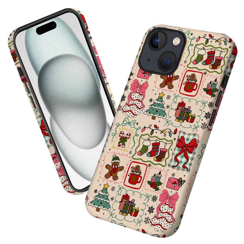 Case for iPhone 14 Plus,Christmas Tree Gingerbread Man Phone Case Military-Grade Drop Protection Cover for Women Girl - Frosted