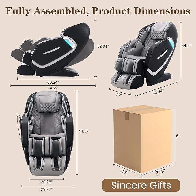 4D Massage Chair Full Body, Zero Gravity SL-Track Shiatsu Electric Massage Chair Recliner, Airbag Massage, Deep Yoga Stretch with Heat Body Scan Bluetooth Foot Roller, Extendable Footrest