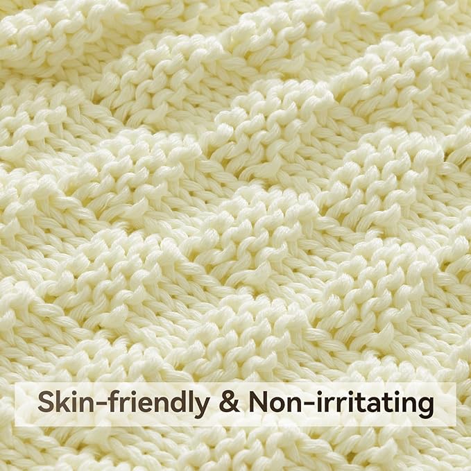 Knitted Weighted Blanket for Adult, No Beads Heavy Blanket 48” x 72'' 10lbs, Breathable Chunky Knit Blanket, Cooling Weighted Blanket for Hot Sleepers, Christmas Home Decor (Cream White)
