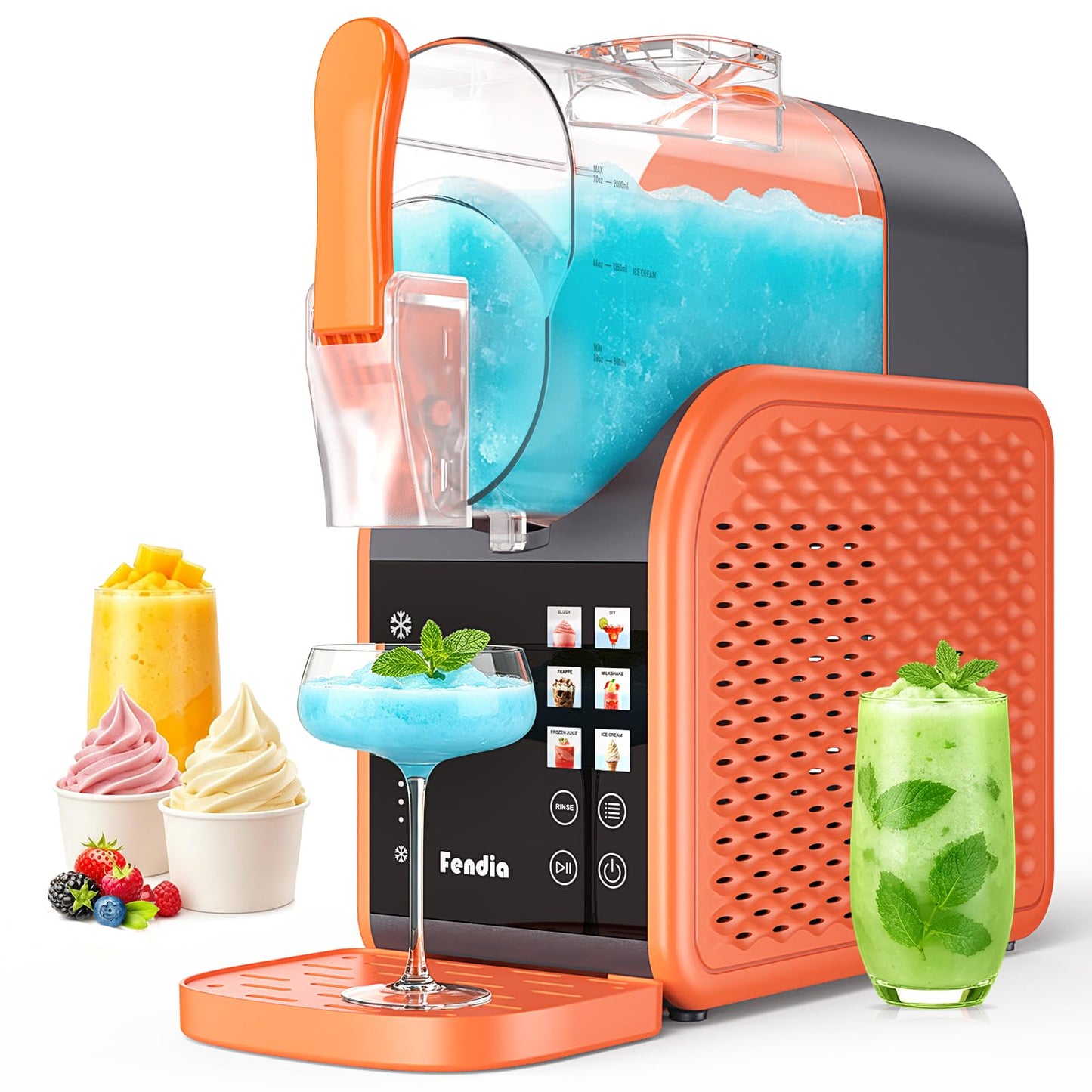 Max 95oz Slushie Machine with 6 Smart Presets, No Ice Needed Frozen Drink Maker for Home, Quick 30-Min Freeze for Slush, Margaritas, Smoothies, Ice Cream & More, Large Capacity Party Slushy Maker