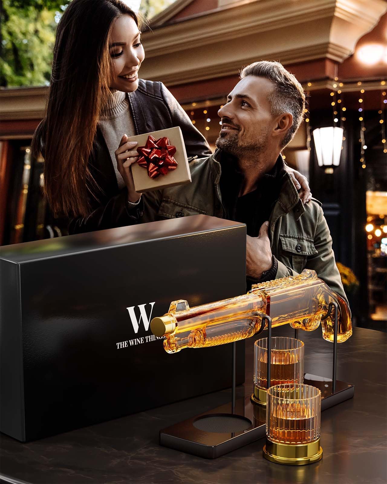 Whiskey Decanter Sets with 2 Glasses for Men Dad, The Wine Things Unique Gift for fathers day, Husband, Boyfriend, Anniversary Day Birthday Gift Ideas, Cool Drinking Accessories for Home Bar Party