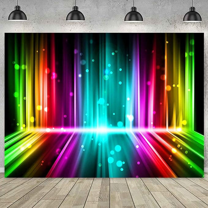 Sensfun Let's Glow Party Backdrop Music Disco Dance Rainbow Neon Photography Background Birthday Newborn Photo Studio Viny...