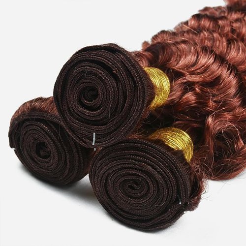 Giginger Bundles Human Hair 20 22 24 Inch Reddish Brown Deep Wave Bundles Color 33 Human Hair Deep Wave Unprocessed Quick Weave Soft Sewn In Hair Extensions for Black Women