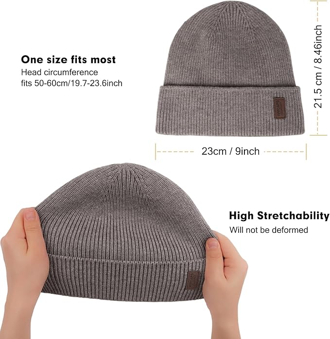 Wmcaps Winter Beanie for Men Women, Fleece Lined Beanie Soft Warm Knit Hat Ski Stocking Cuffed Cap