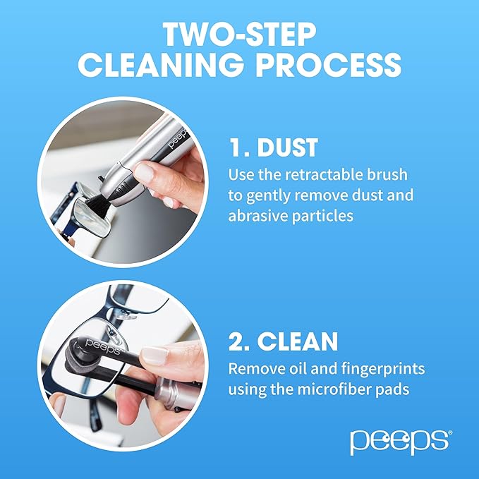 CarbonKlean Peeps Glasses Cleaner - for Eyeglasses, Reading Glasses, and More - Lens Cleaner with Carbon Microfiber Tech - Electroplated Gold - 3 Count