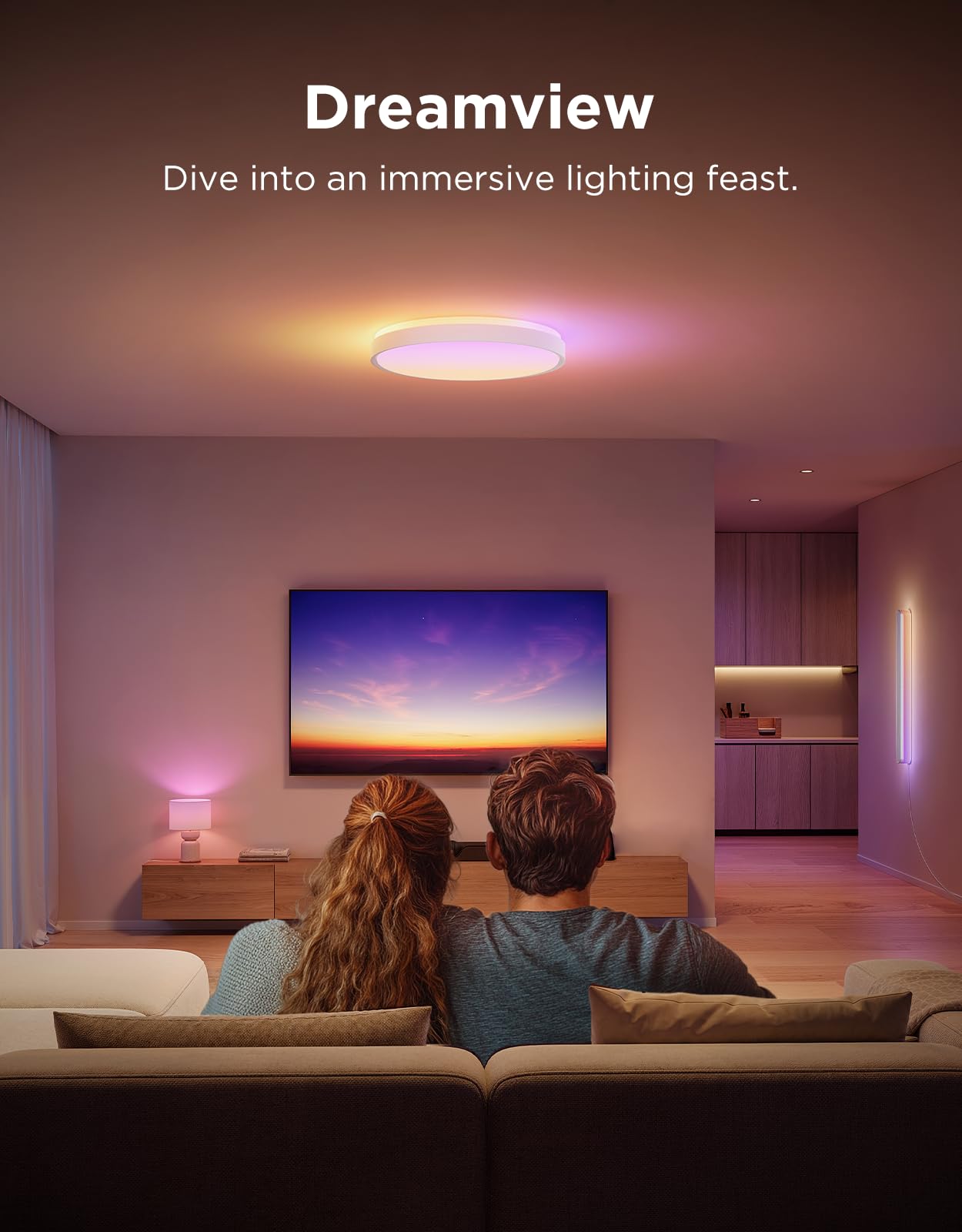 Govee Smart Ceiling Light 4300LM, RGBIC LED Ceiling Light Fixture Works with Matter, Flush Mount Light Fixture, DIY Colors, 2700K-6500K Ceiling Lights for Bedroom, Living Room, 15 Inch, 1 Pack