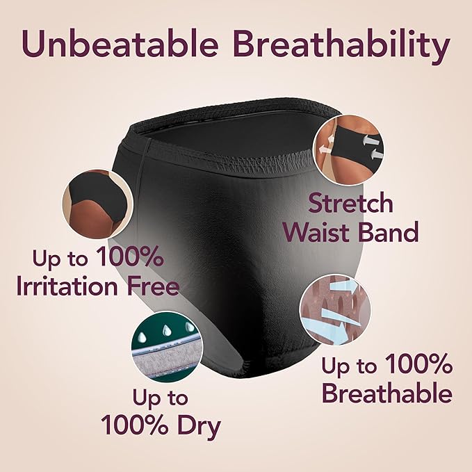 Depend Silhouette Adult Diapers, Incontinence & Postpartum Bladder Leak Underwear for Women, Maximum Absorbency, Extra Large, Black, 48 Count (2 Packs of 24), Packaging May Vary