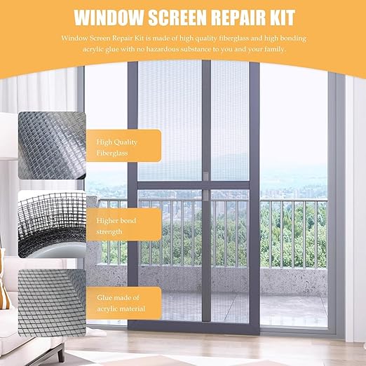 2-Pack Black Fiberglass Screen Repair Tape, 2" x 16.5 FT Strong Adhesive Patch Fit for Windows & Doors