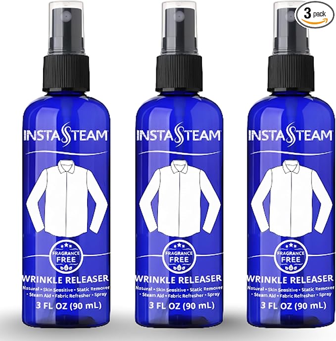 Anti-Static Wrinkle Releaser Spray - Unscented Travel Size Static Sprays for Clothing - Wrinkle Free Fabric Refresher Spray - Wrinkle Spray For Clothes, 3 Fl Oz (Pack of 3)