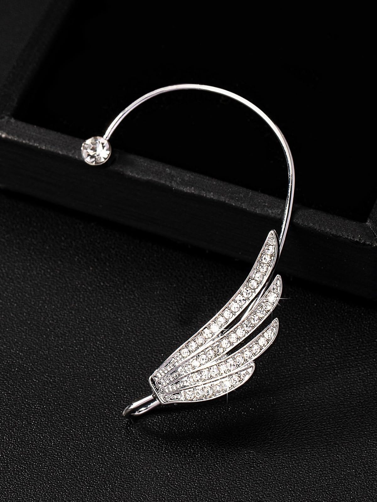YRlilicc Sparkling Rhinestone Angel Wing Ear Cuffs Non-Piercing Earrings Glitter Iced Out Crystal Angel Wings Cartilage Climber Ear Wrap Prom Party Festival Ear Jewelry for Women (Wing Style 1)