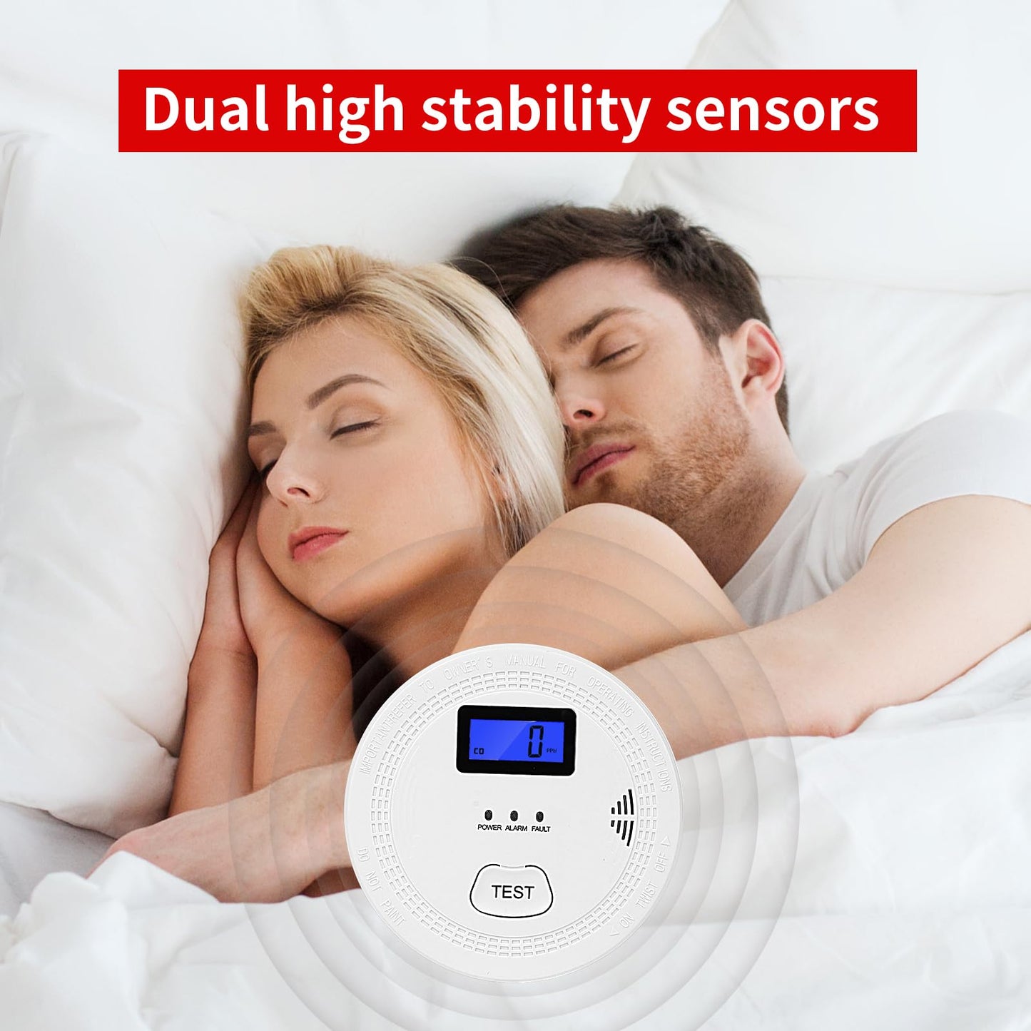 4-Pack,Smoke and Carbon Monoxide Detector,2 in 1 CO & Smoke Alarm,Carbon Monoxide Detectors,Smoke Detector,85dB in Alarm,LCD Screen,Easy to Install