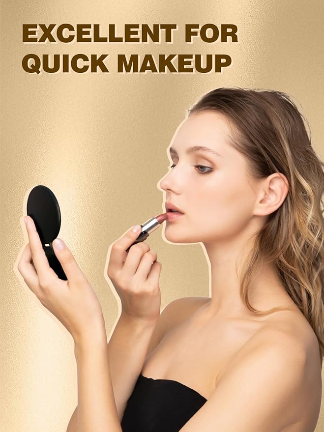 Qislee Compact Mirror Bulk, Round Makeup Mirror for Purse, Set of 12(Black)