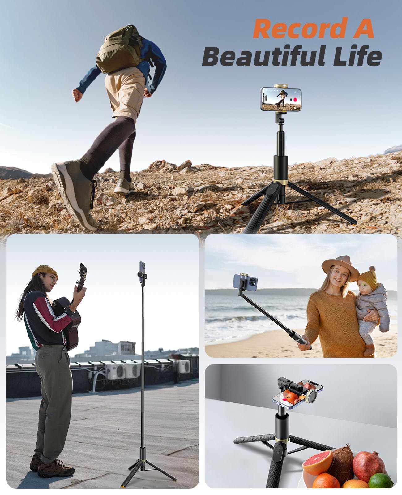 62" Phone Tripod & Selfie Stick, Tripod for iPhone with Remote, Portable, Lightweight Travel Stand for Selfies Video Recording Vlog, Extendable Stand Compatible with iPhone Android