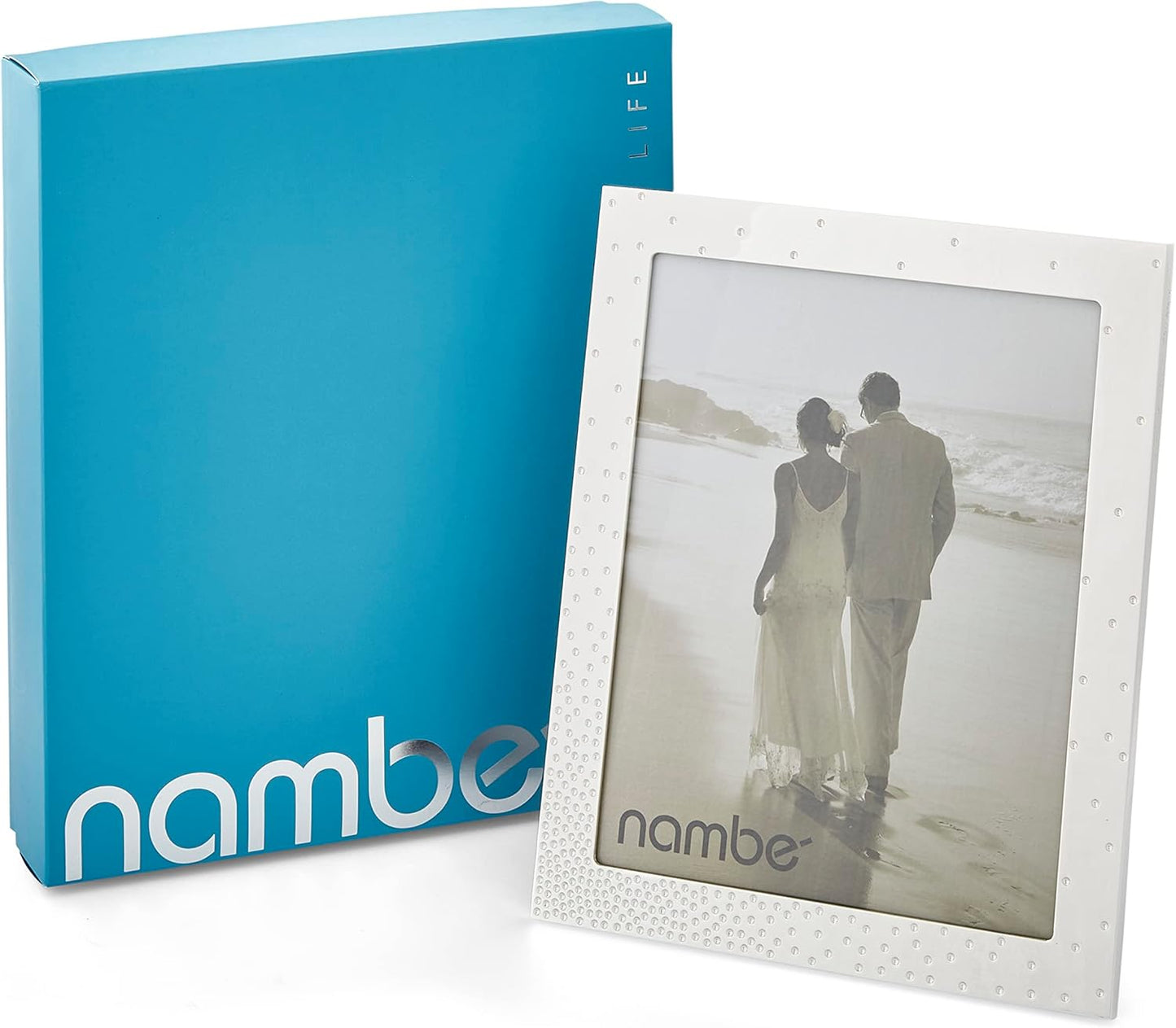 nambe Dazzle Picture Frame, 8" x 10" | Photo Frame with Tempered Glass | Vintage and Contemporary Design | Tabletop Display Family, Friends, Wedding Gift, Home Office Décor | Silver Plate and Glass