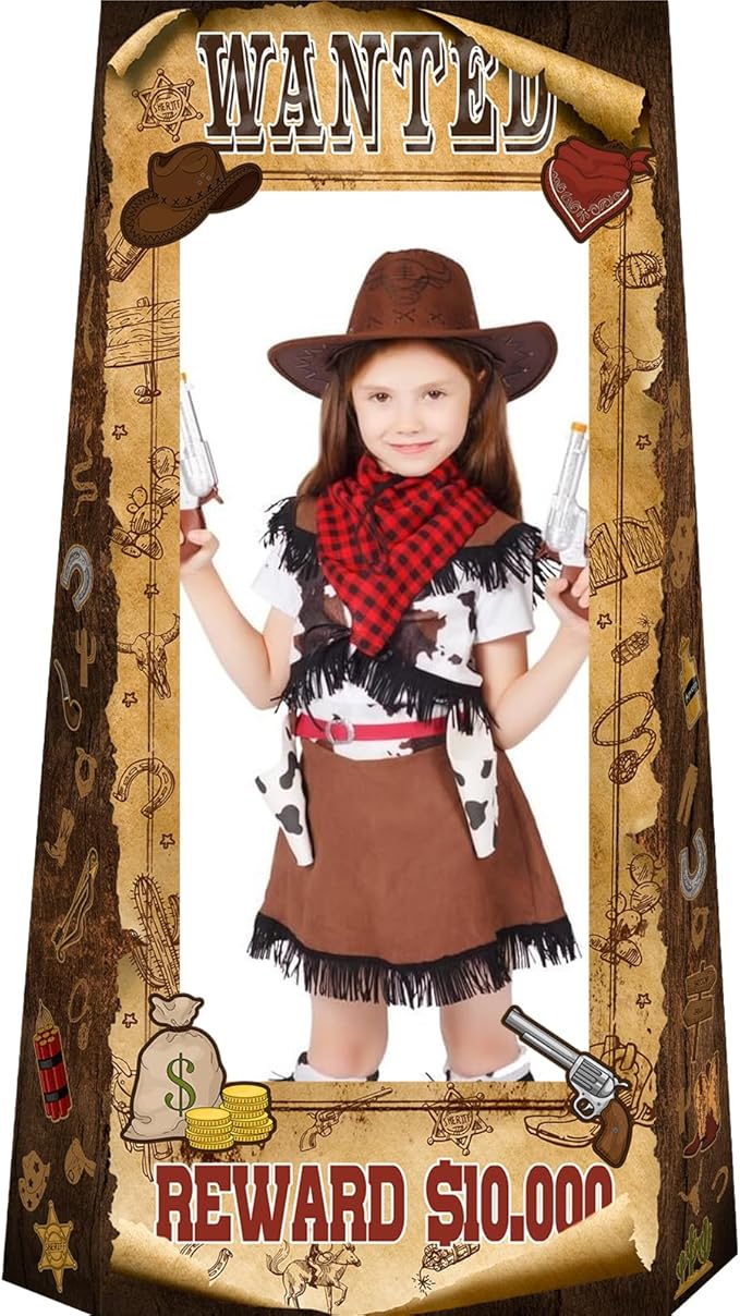 4.5ft Tall Life Size Stand in West Wanted Photo Booth Props Selfie Frames, Western Photo Booth Props for Western, West Cow...