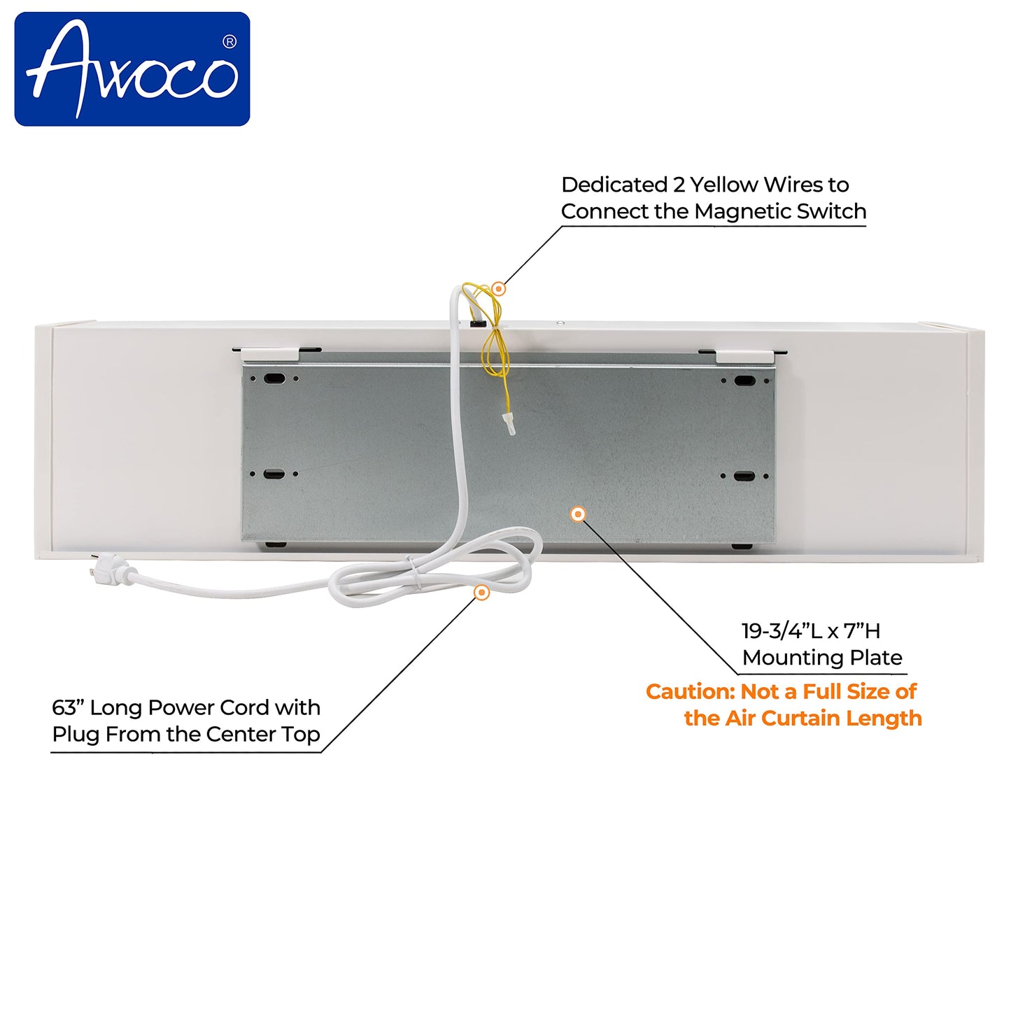 Awoco 48 Fm-1212T 1500 Cfm Slim Indoor Air Curtain, Ce Certified, 120V Unheated With Remote Control And Magnetic Switch, Powerfu