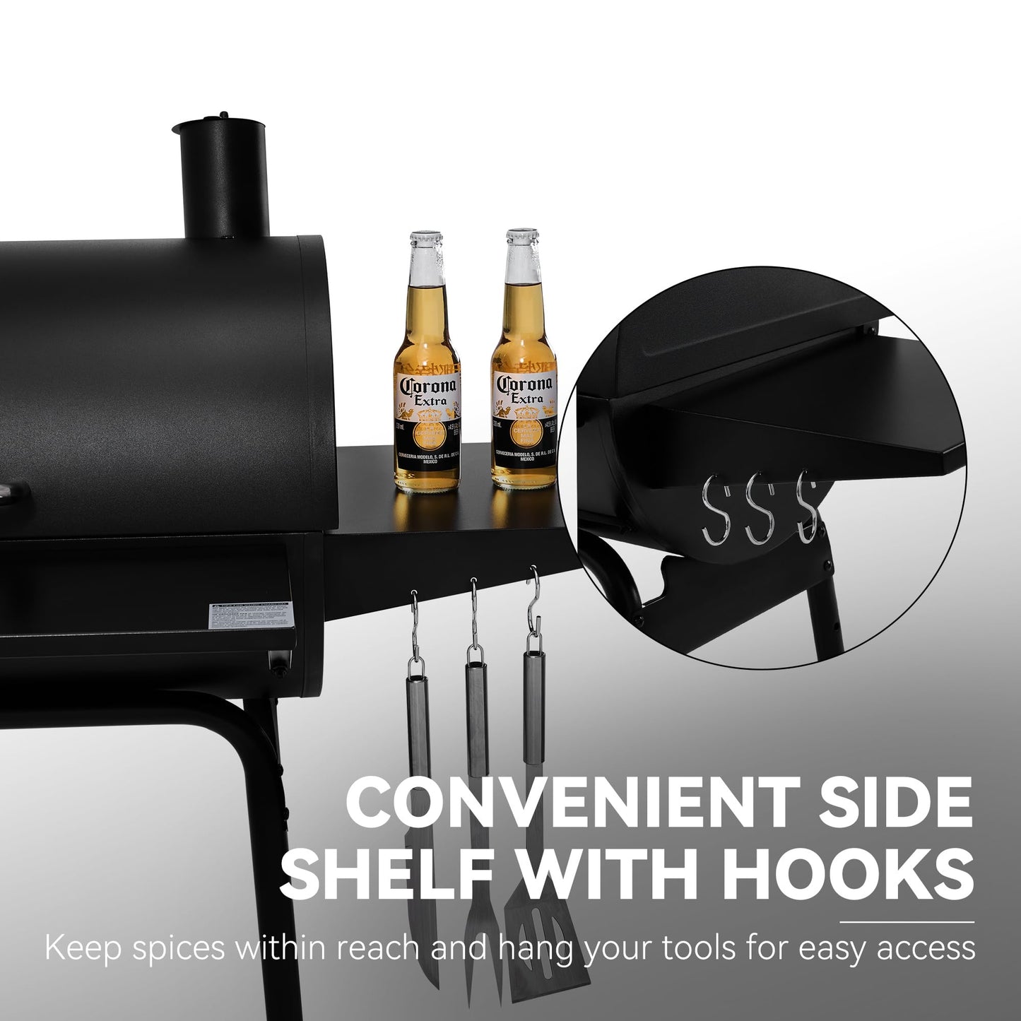 Royal Gourmet CC1830SC Charcoal Grill Offset Smoker with Cover, 823 Square Inches, Black, Perfect for Backyard Cooking, Outdoor Camping