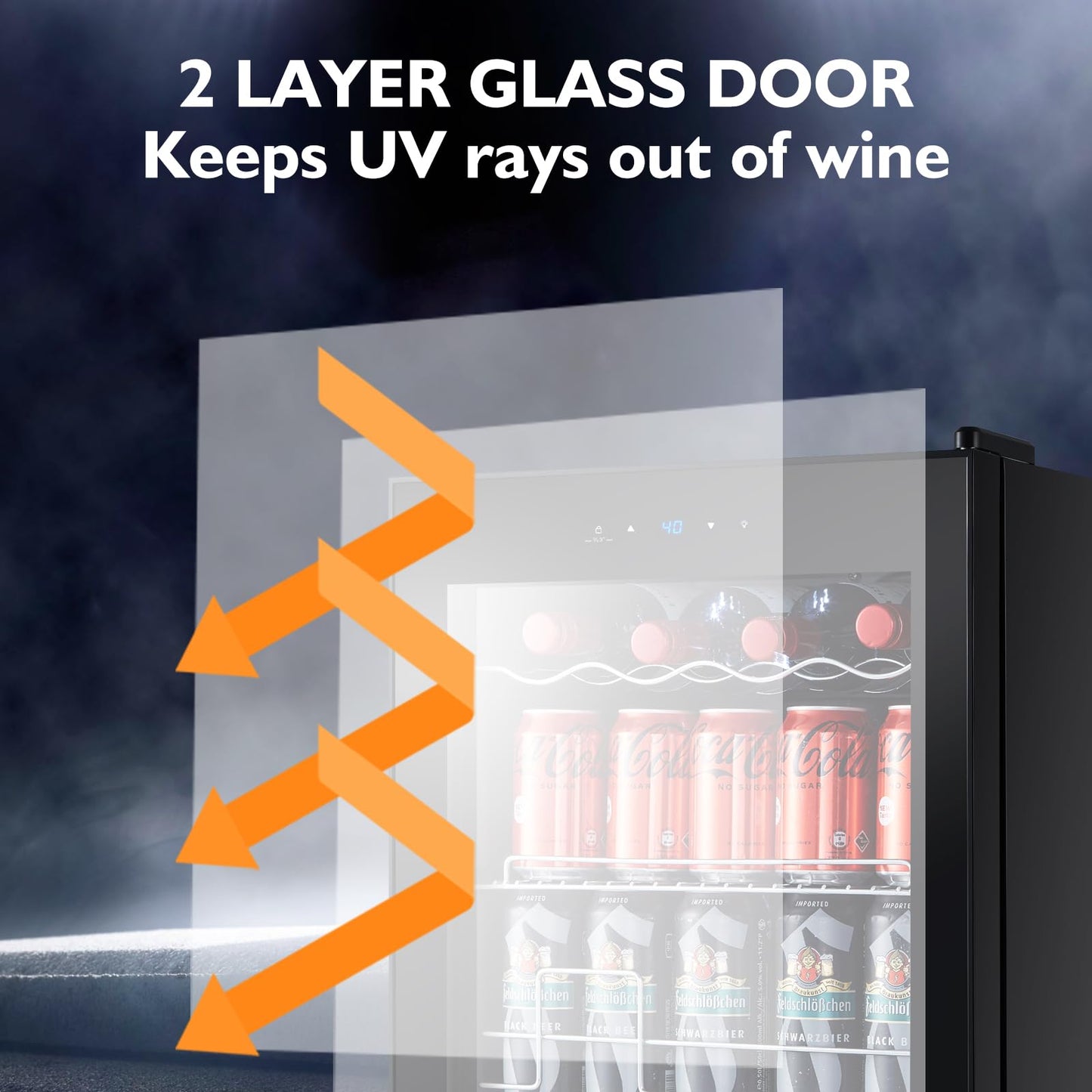 STAIGIS Mini Wine Fridge Freestanding, Wine Cooler Refrigerator 15 Bottle w/Digital Control, Countertop Mini Fridge for Red & White, Glass Door