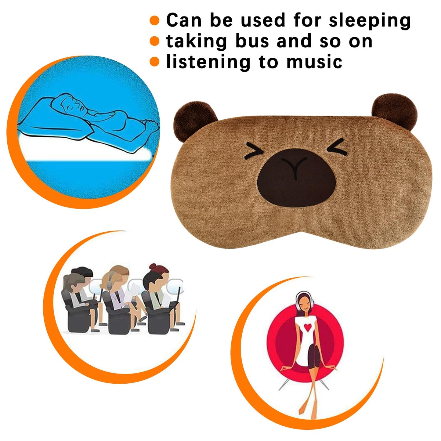 Ulbemoll Cute Capybara Sleeping Mask, Soft Fluffy Plush Blindfold Funny Novelty Animal Sleep Mask Eye Cover Eyeshade for Kids Girls Boys Women Men Night Nap Travel Meditation (Brown, Capybara)