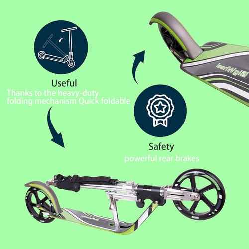 Adult Scooter - Folding, Adjustable Height, Big Wheels, Lightweight All-Aluminum Frame | Suitable for Teens 12+ | 240lbs Weight Limit