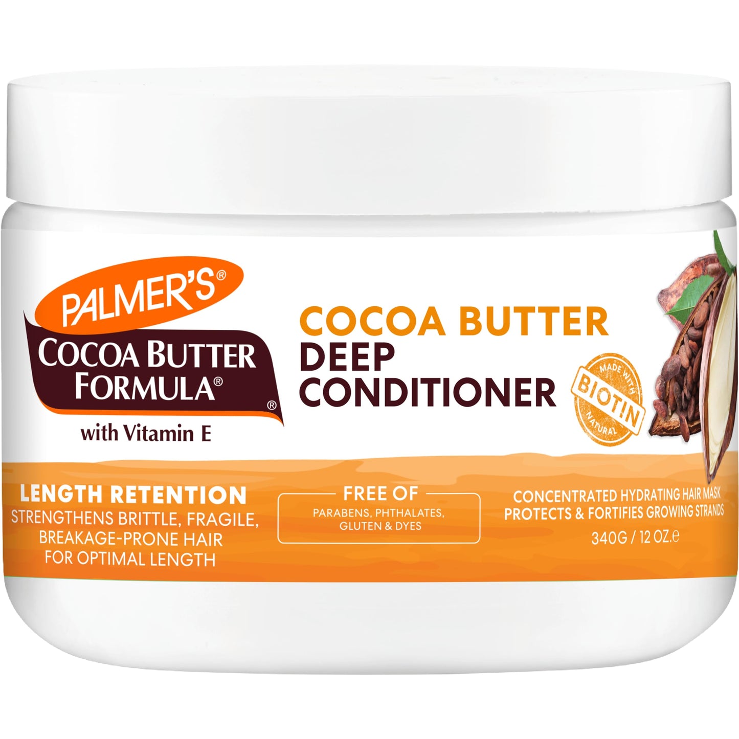 Palmer's Cocoa Butter & Biotin Length Retention Deep Conditioner, Strengthen, Nourish and Restore Elasticity and Shine, Suitable