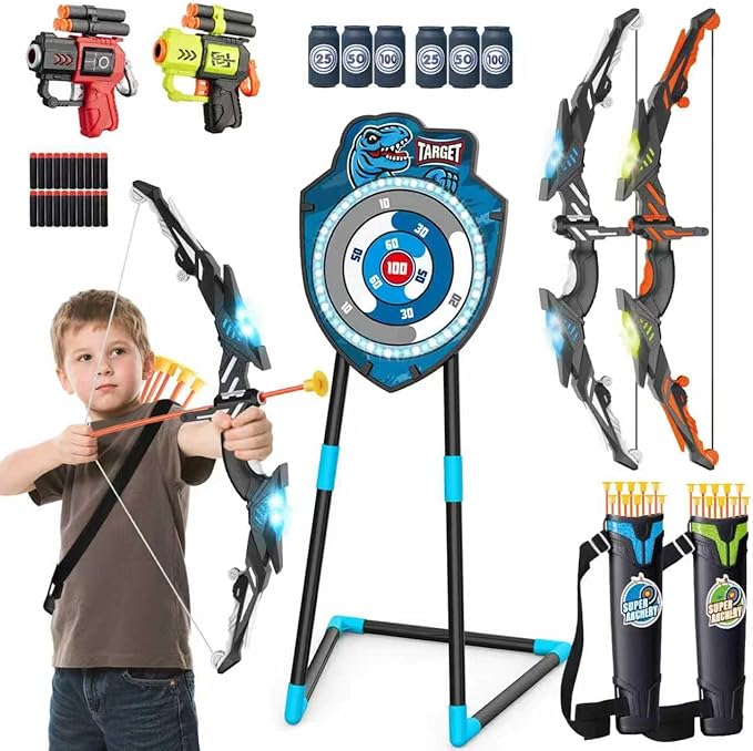 VROGTIK LED Standing Target Archery Set with Bow & Arrows for Kids 4-12 Years Old, Outdoor Sports Toy Gift for Boys & Girl...