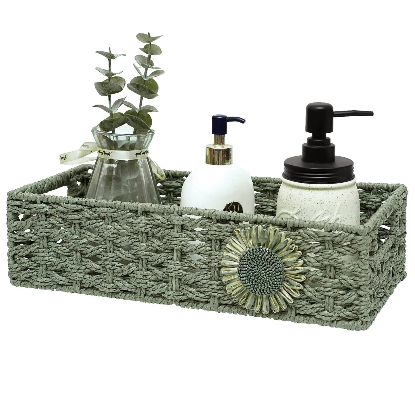 DUOER Toilet Paper Basket for Tank Top Bathroom Organizer - Green