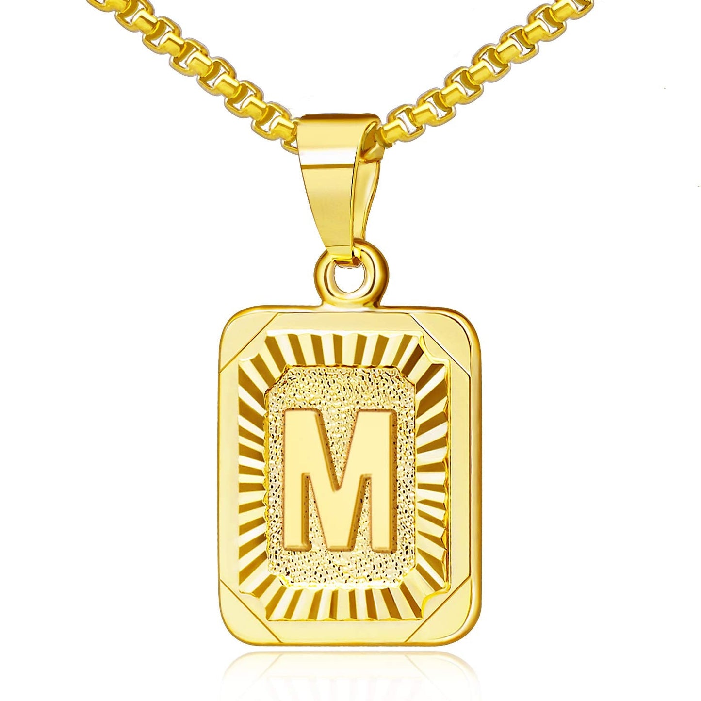 JSJOY Gold Initial Necklaces for Women Gold Letter Necklace Graduation Gifts for Him Square Letter M Necklace Stainless Steel In