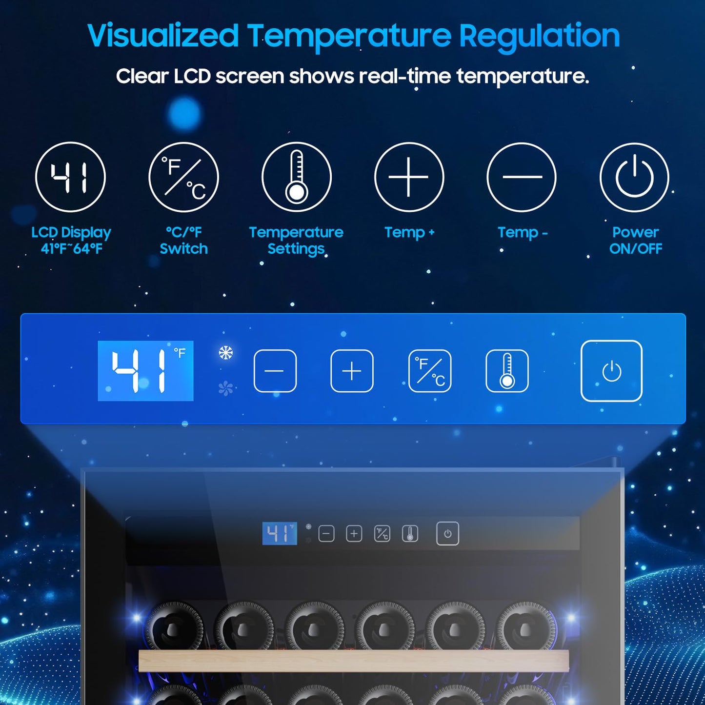 EORICE 158 Bottle Wine Cooler Refrigerator, 24 Inch Freestanding Wine Fridge with Professional Compressor, Fast Cooling Intelligent Memory, Sliding Rail Shelves Reversible Door Low Noise Cellar