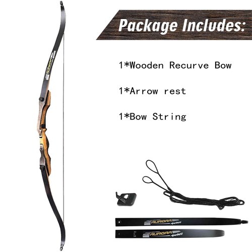 PANDARUS Wooden Takedown Recurve Bow 62" Right Handed Adult & Youth Beginner for Outdoor Training,Hunting & Competition Bow Set(35lbs, Right Handed)