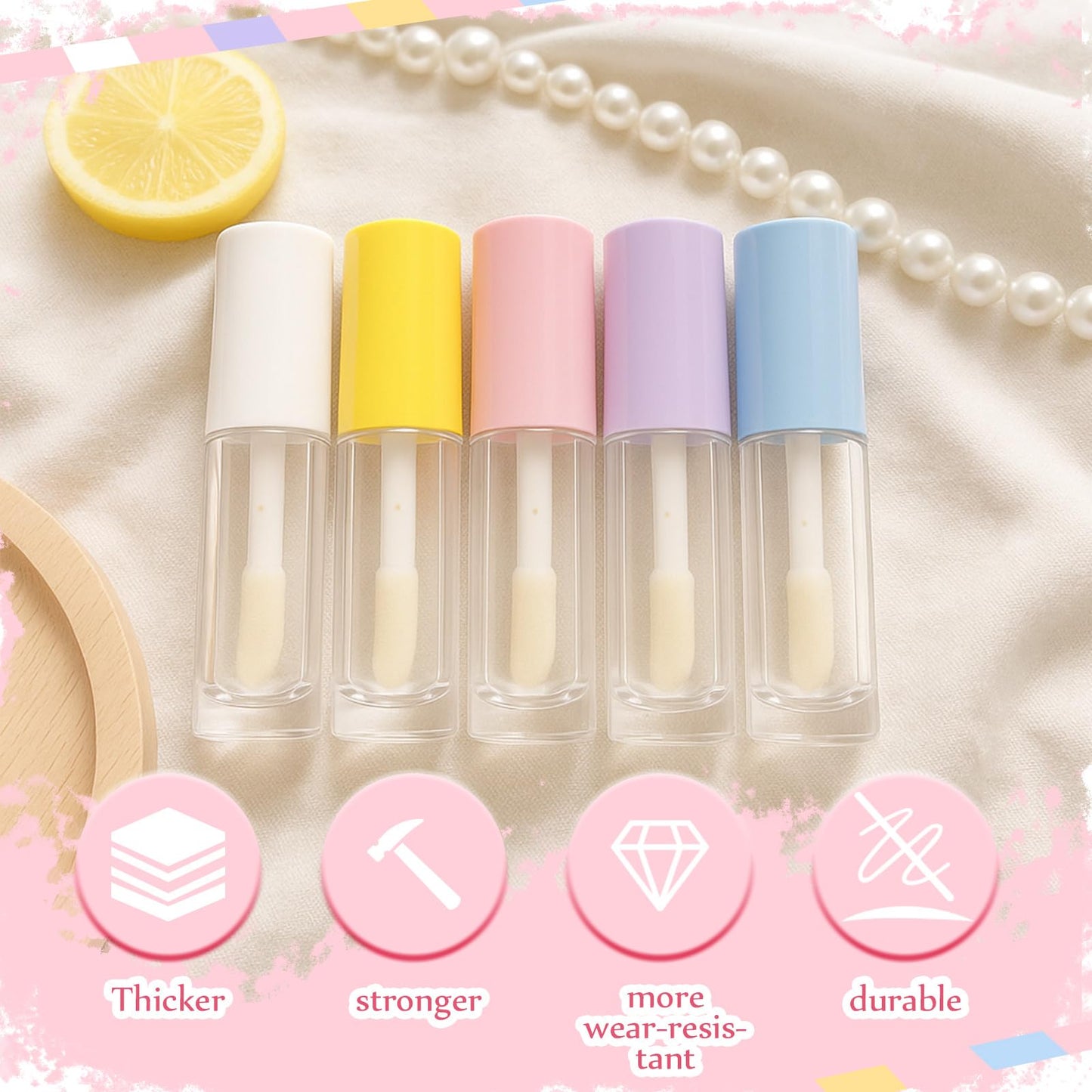 Tatuo 30 Pcs Colorful 6ml Empty Lip Gloss Tubes with Wand Bulk Lip Refillable Gloss Containers Cosmetic Bottles with Rubber Stop