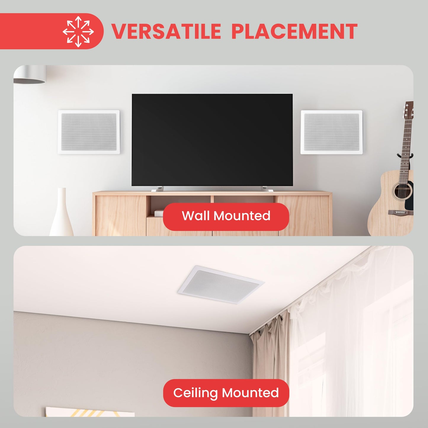 Pyle Ceiling Wall Mount Enclosed Speaker - 400 Watt Stereo In-Wall / In-Ceiling 8 Enclosed Full Range Deep Bass Speaker System -