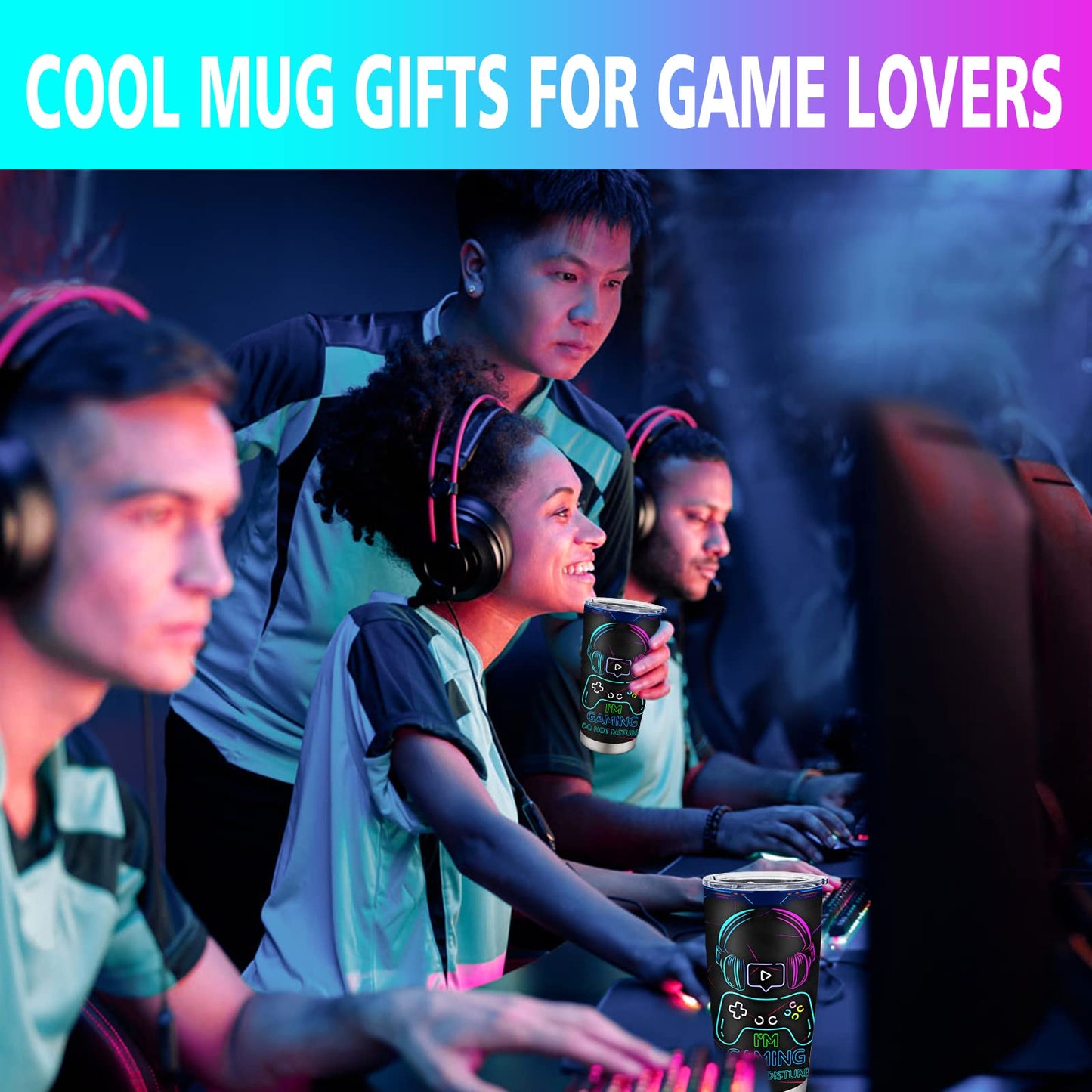Fusui Gamer Gifts, Gaming Mugs, Gifts for Gamers, Cool Game Christmas Birthday Graduation Gift for Men Teenage Teen Boys Boyfriend Husband, Video Games Boys Decor Stainless Steel Tumbler 20oz 1pc
