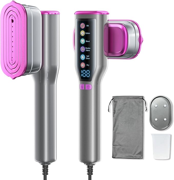 DIGIX 2-in-1 Steamer & Iron, 10s Heat-up, LED Display, 6 Modes, 130ml Large Tank, Self Clean, 1200W Travel Steamer for Clothes, Portable Handheld Garment Steamer for Travel Home Office, Auto-off, 120V