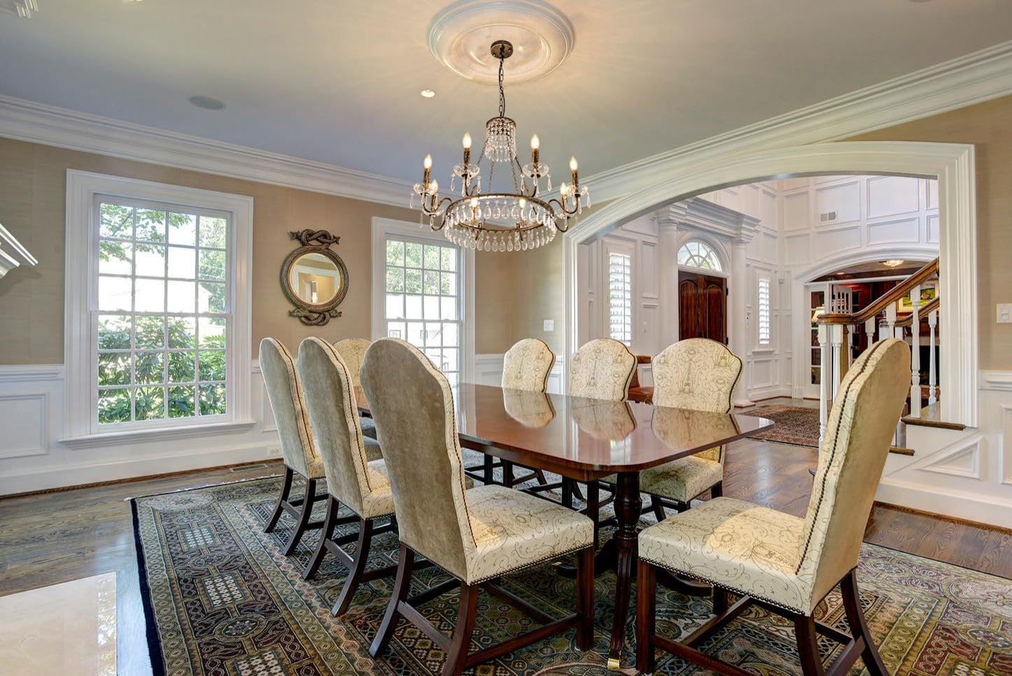 TOCHIC Crystal Chandelier, 8 Lights Farmhouse French Empire Pendant Chandeliers Lighting, Adjustable Antique Bronze Ceiling Light Fixture for Dining Room Living Room Bedroom Foyer Kitchen Island